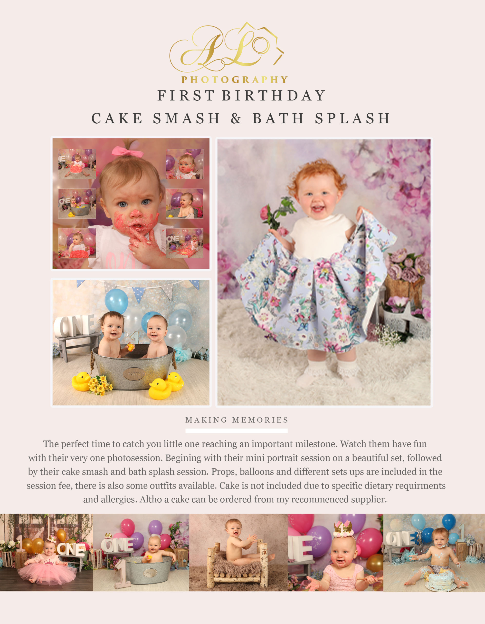 cake smash & bath splash photography pricing